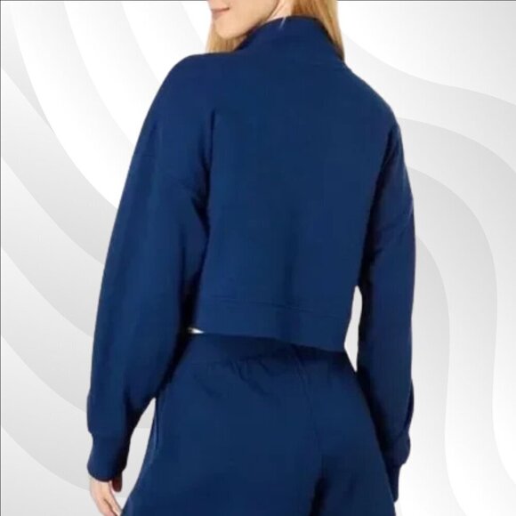 2/$50 WeWoreWhat Cropped Half Zip Pullover Terry Dress Blue Size S | Casual Chic - Picture 2 of 8